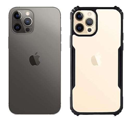 Clear Transparent Back with Black Border, Premium TPU Bumper Back Cover for iPhone 14 Pro