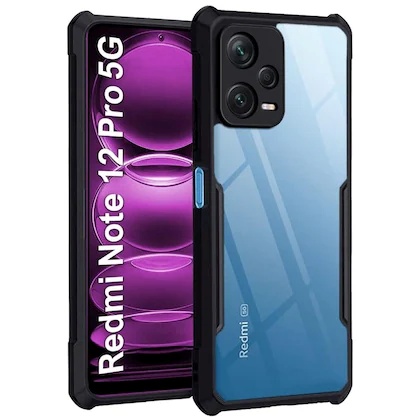 Shockproof Back Cover for Redmi Note 12 Pro 5G (Transparent Black Border)