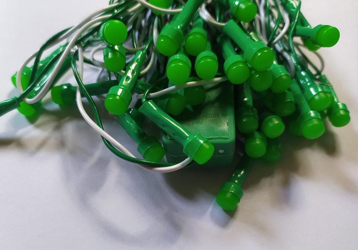 Image of Green LED Rice (Tuni) Lamp – 40 LEDs | 35 Ft Long Decorative String Light for Home, Festival & Outdoor Décor