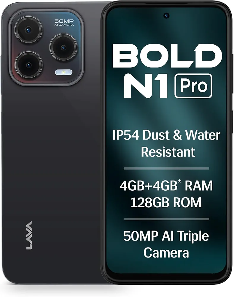 Image of Lava Bold N1 Pro (Stealth Black, 4GB RAM, 128GB Storage)