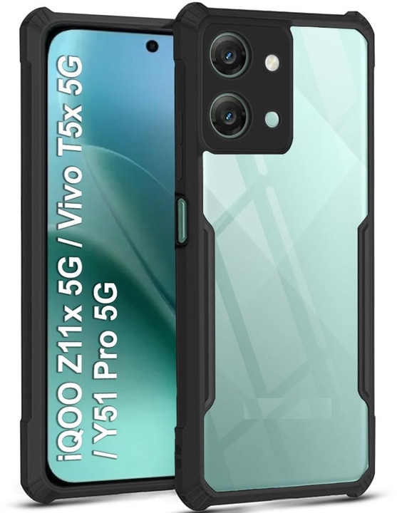 Image of Back Cover for Vivo T5x 5G / Vivo Y51 Pro 5G / iQOO Z11x 5G – Black Dual Protection Case (Rubber + Plastic)