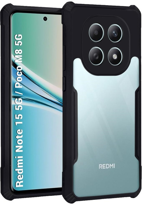 Image of Back Cover for Redmi Note 15 5G / Poco M8 5G – Black Fiber Grip Case (Shockproof & Slim)