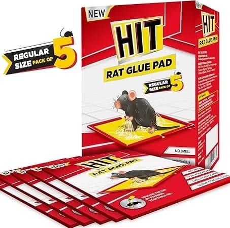 HIT Rat Glue Pad Pack of 5 | Strong Adhesive Mouse Trap | Odourless & Ready to Use | Non-Toxic Sticky Rat Catcher for Home, Kitchen & Office