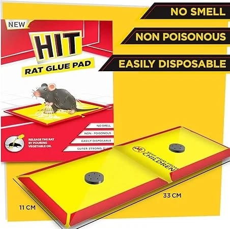HIT Rat Glue Pad Pack of 5 | Strong Adhesive Mouse Trap | Odourless & Ready to Use | Non-Toxic Sticky Rat Catcher for Home, Kitchen & Office Image 4