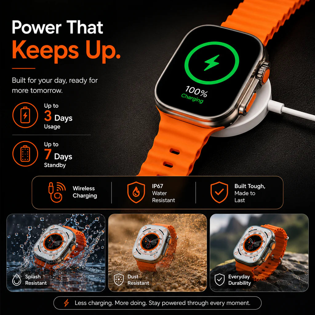 T-800 Ultra Smart Watch for Men & Women | 49mm AMOLED Touch Display | Bluetooth Calling | Heart Rate & SpO₂ Monitoring | Wireless Charging Image 5